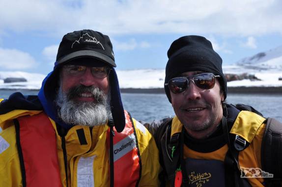 Com o Bart, o artista do Sea Spirit, voltando para o navio em Deception Island, na Antártida